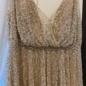 Champagne Wedding dress with pearls and silvery beads